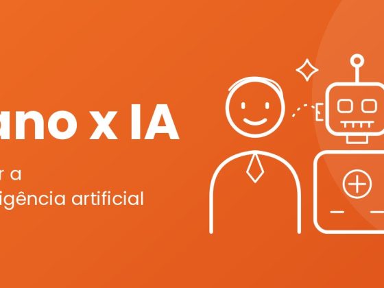 Conteúdo humano e IA: pessoa ao lado de um robô